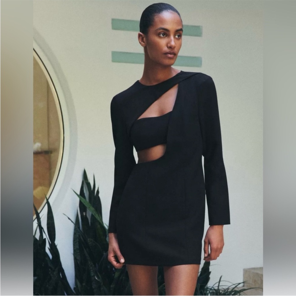 Zara short dress Elegant Black Cut-Out Medium